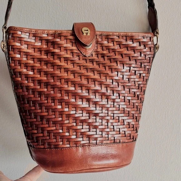 Etienne Aigner Handbags - Etienne Aigner Luxury Brown Woven Leather Vintage Bag (Orig Release Era)$295